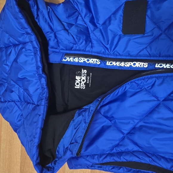 Love & Sports Quilted Vest with Hood Royal Blue Size S 4/6 - Picture 9 of 12